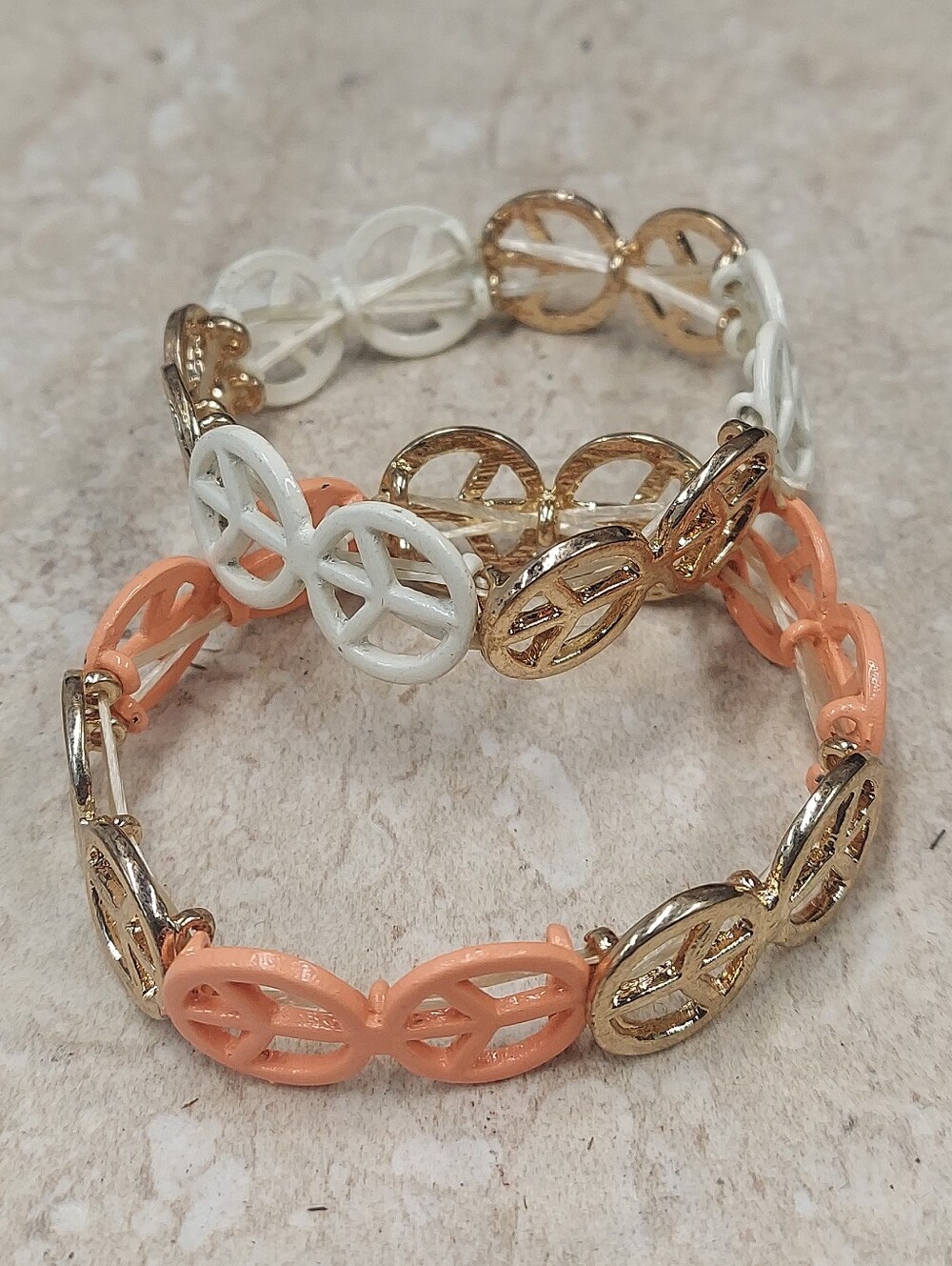 B235 Hippie Boho Peace Sign Stretch Bracelet Your Choice